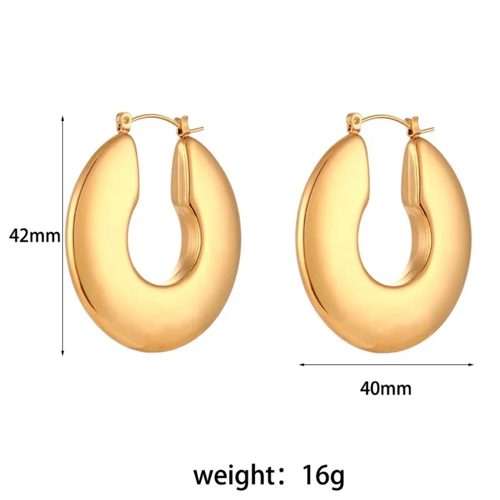 New Chunky 18k Gold Hoop Earrings - Picture 5 of 5